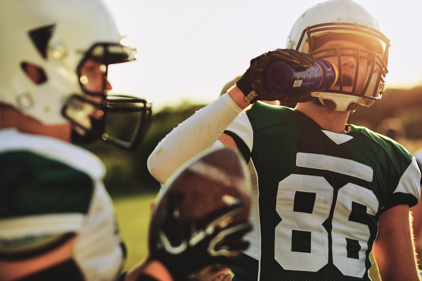 Football players battling heat