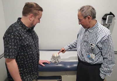 Dr. Bianco showing tumor location to Jeff Norton Dr. Bianco showing tumor location to Jeff Norton