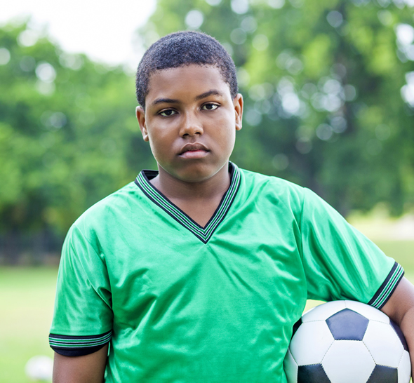 Young boy with soccer ball