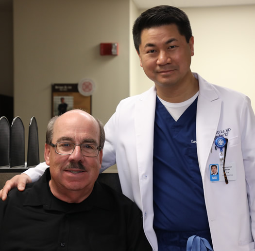 Paul Miner with his physician, clinical cardiac electrophysiologist Brian Le, M.D.