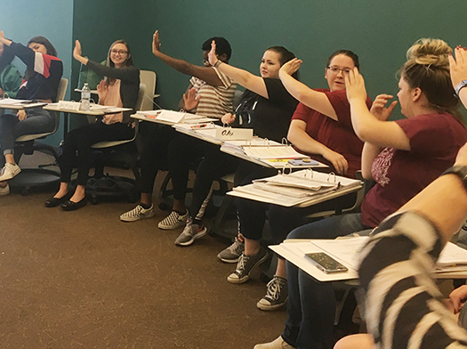 Tarleton State University students learn to teach "A Matter of Balance" classes from Texas Health instructors.