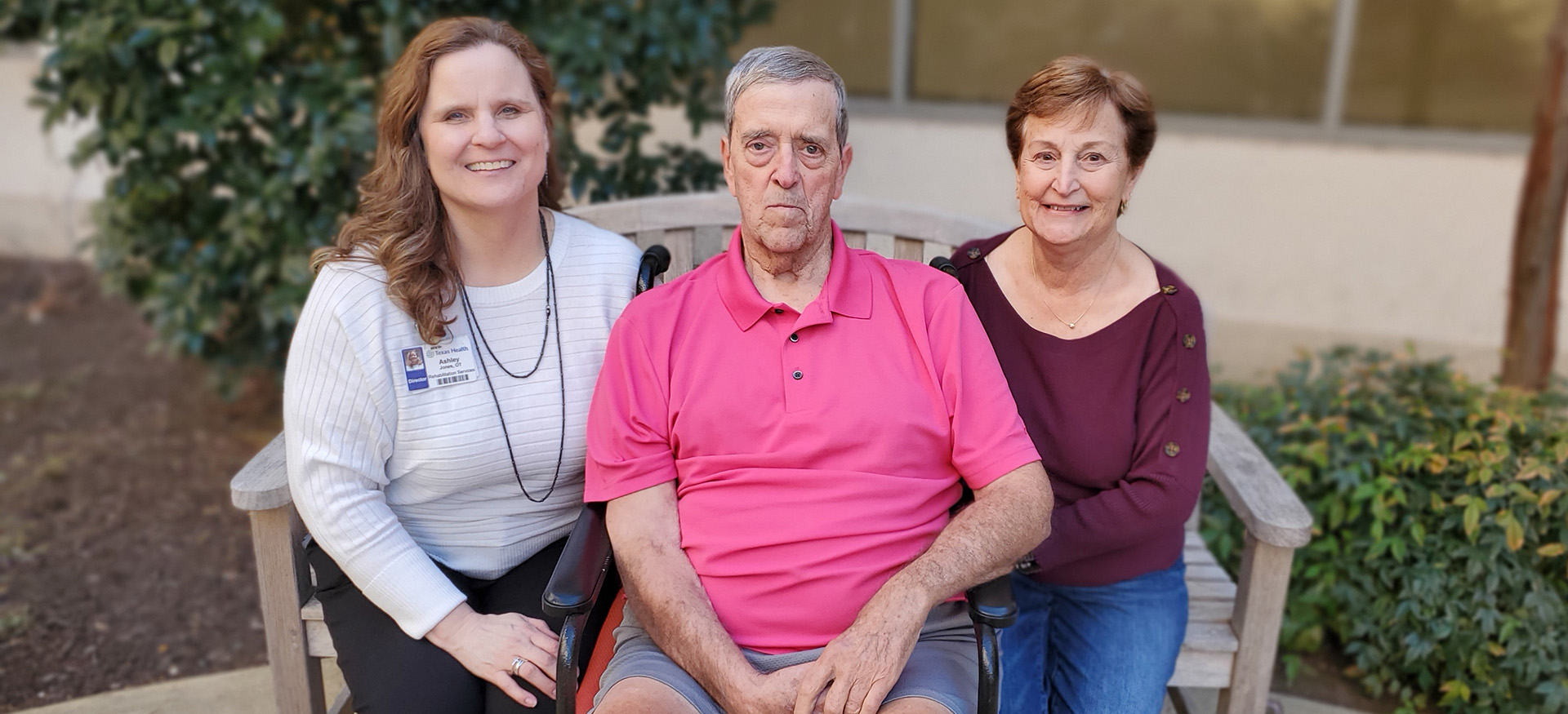Ashley Jones, MBA, OTR, Director of Rehab Services, with Donald Ozzie and Mary Verstraete