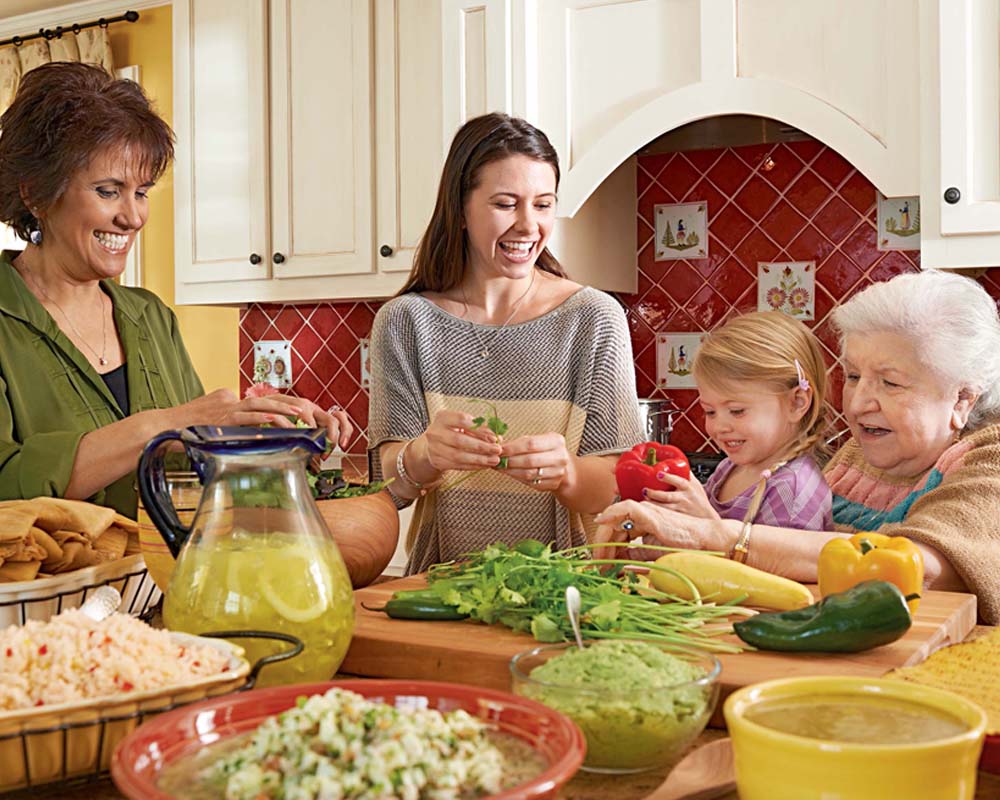 Generations cooking together