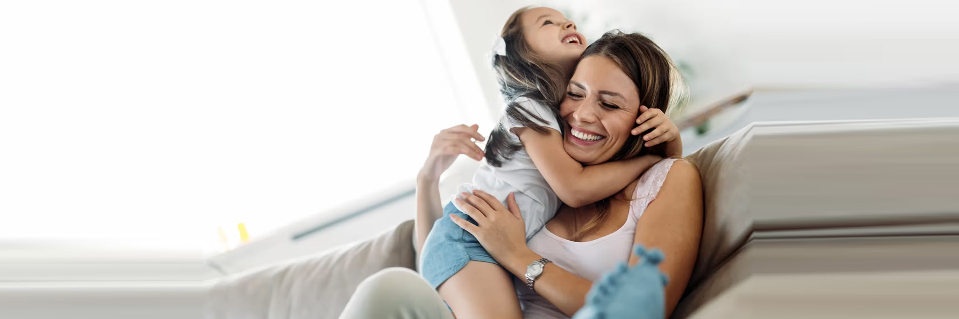 Mom and daughter playing