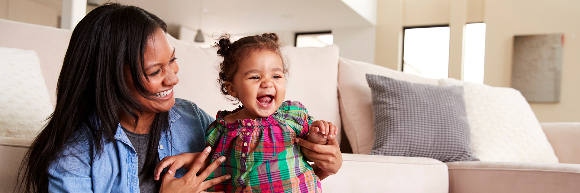 Mom and daughter playing