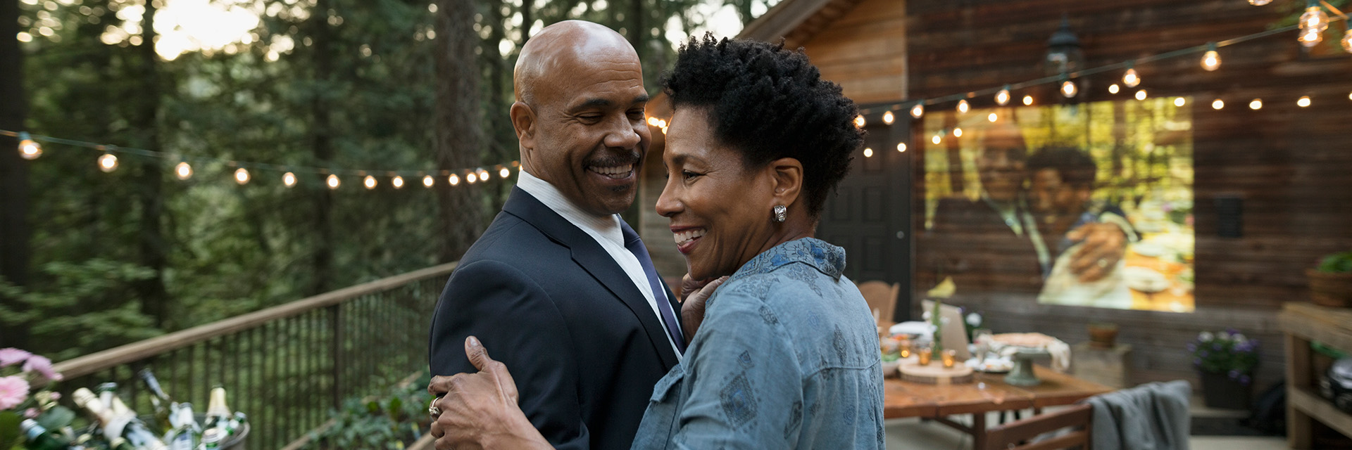 Couple dancing outside