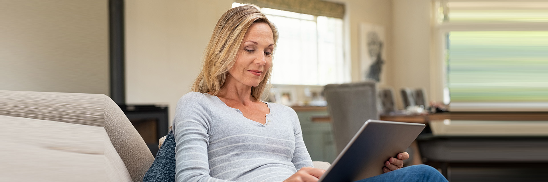 woman using tablet