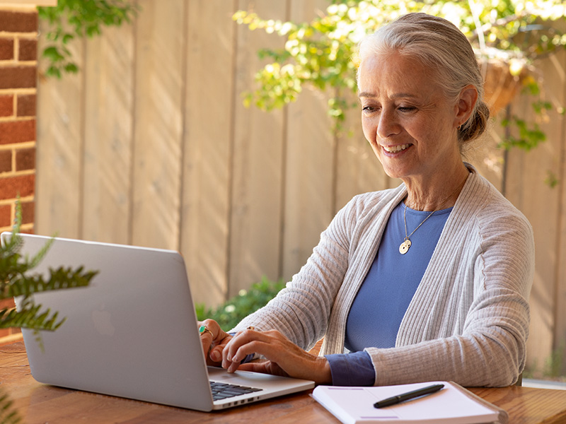 Woman using laptop