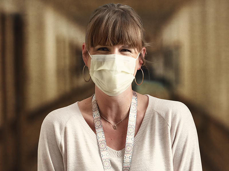 Woman with mask