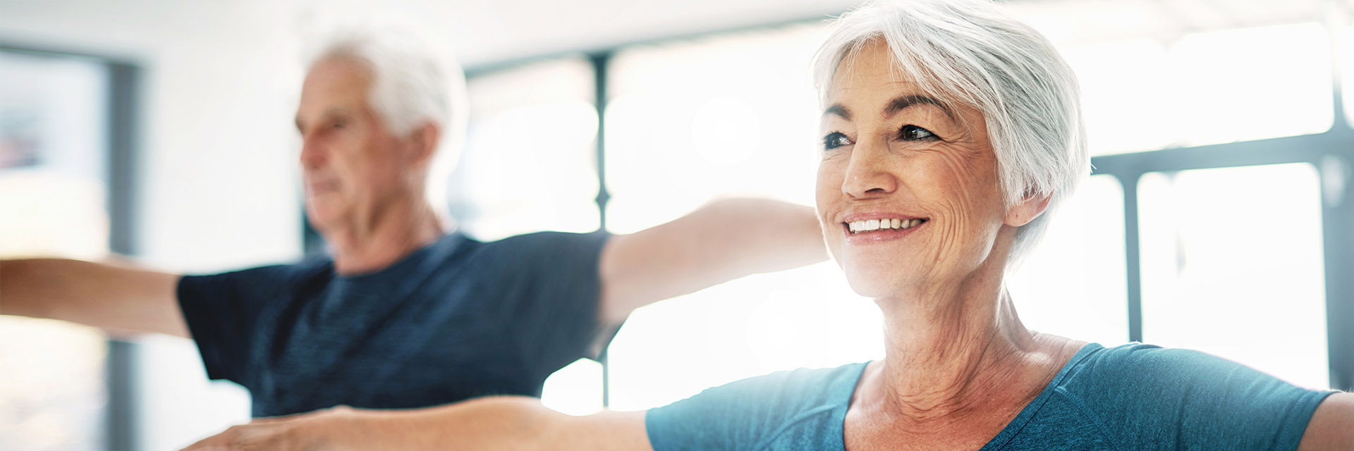 Mature couple doing working out