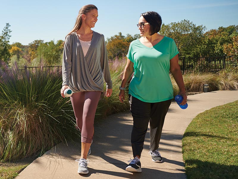 Women walking in park