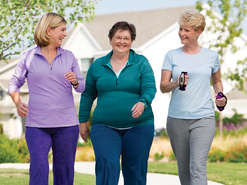 Women walking in park